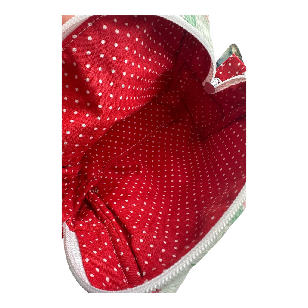 Medium Makeup/Organizer Bag- Green Strawberry Floral