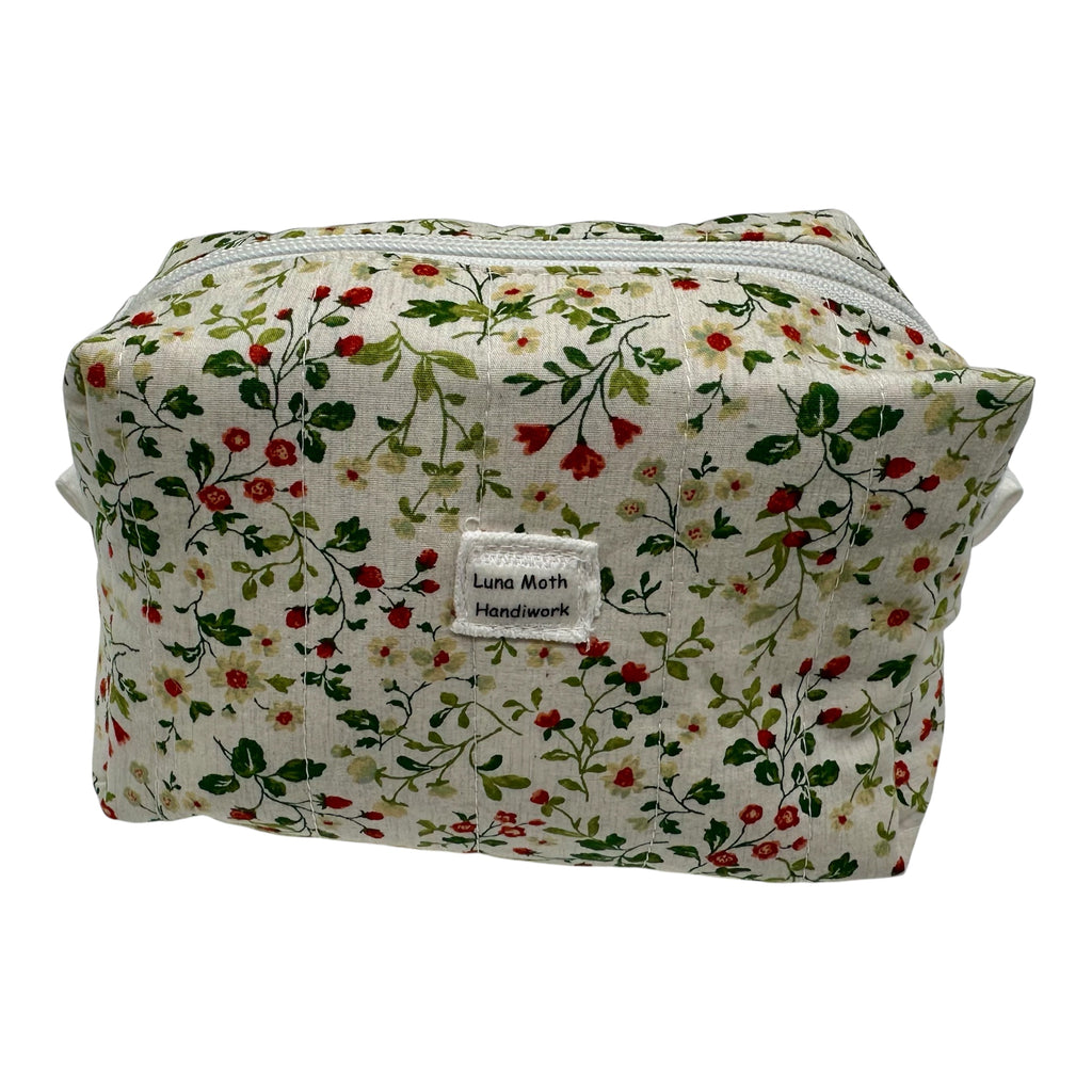Medium Makeup/Organizer Bag -Japanese Cotton Strawberry Floral