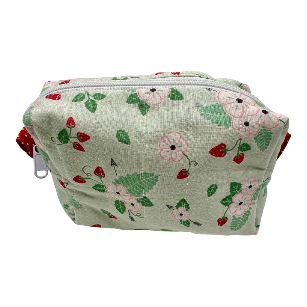 Medium Makeup/Organizer Bag- Green Strawberry Floral