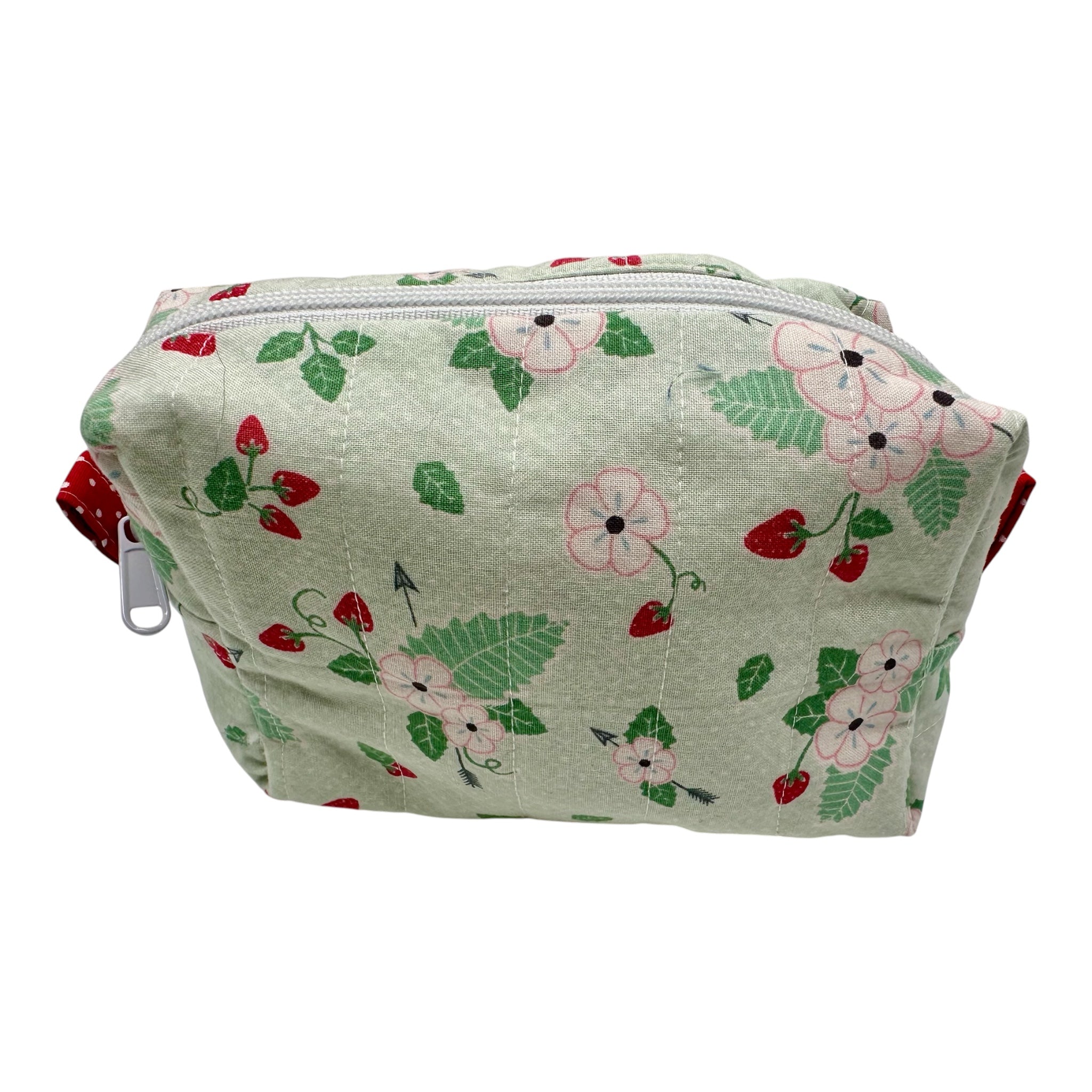 Medium Makeup/Organizer Bag- Green Strawberry Floral