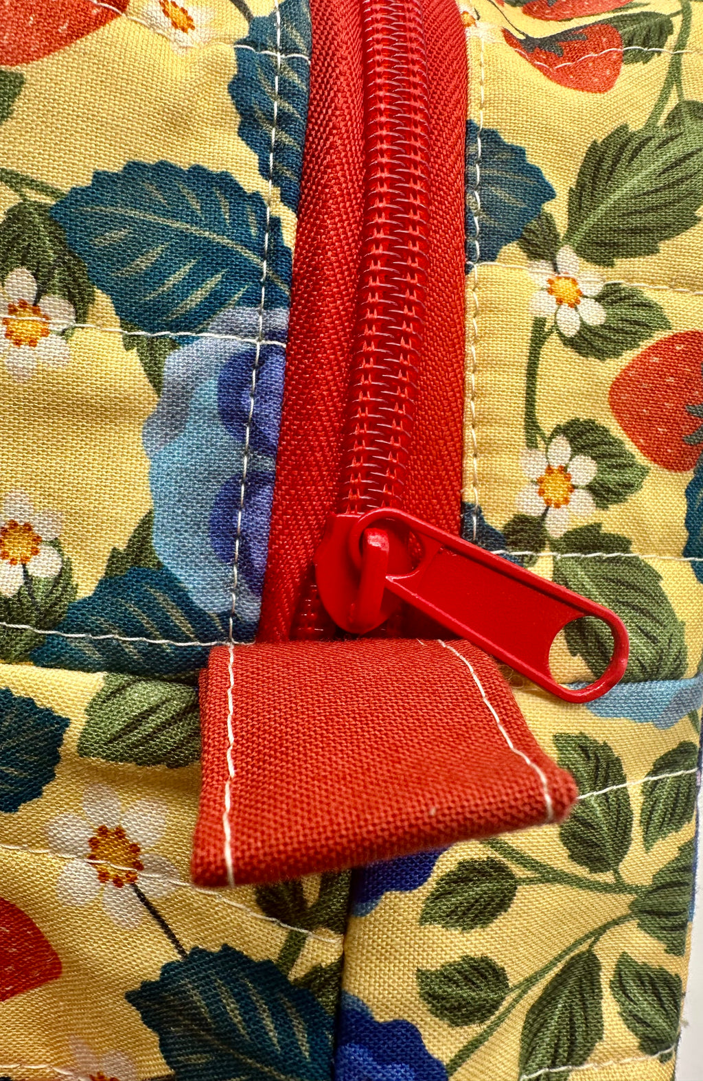 Large Make Up/ Organizer Zippered Bag - Strawberry Pansy