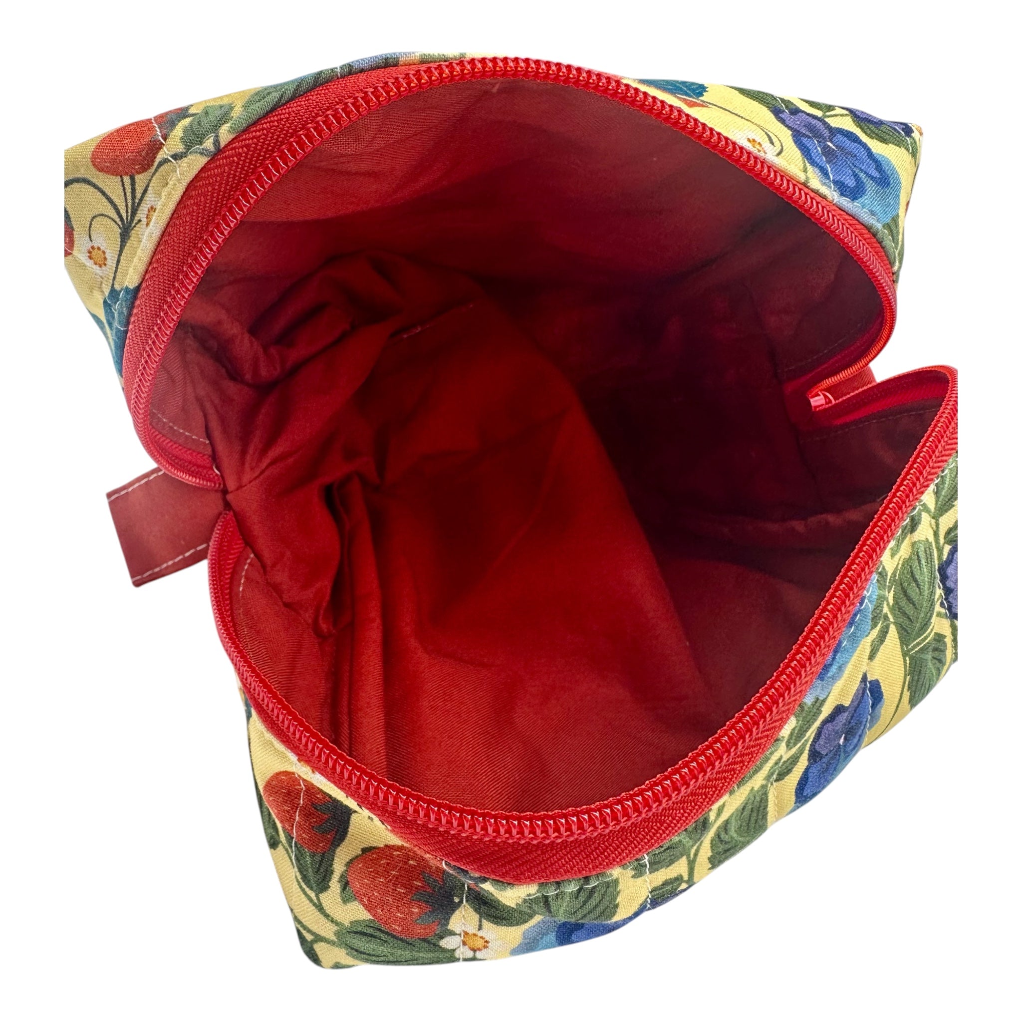 Large Make Up/ Organizer Zippered Bag - Strawberry Pansy