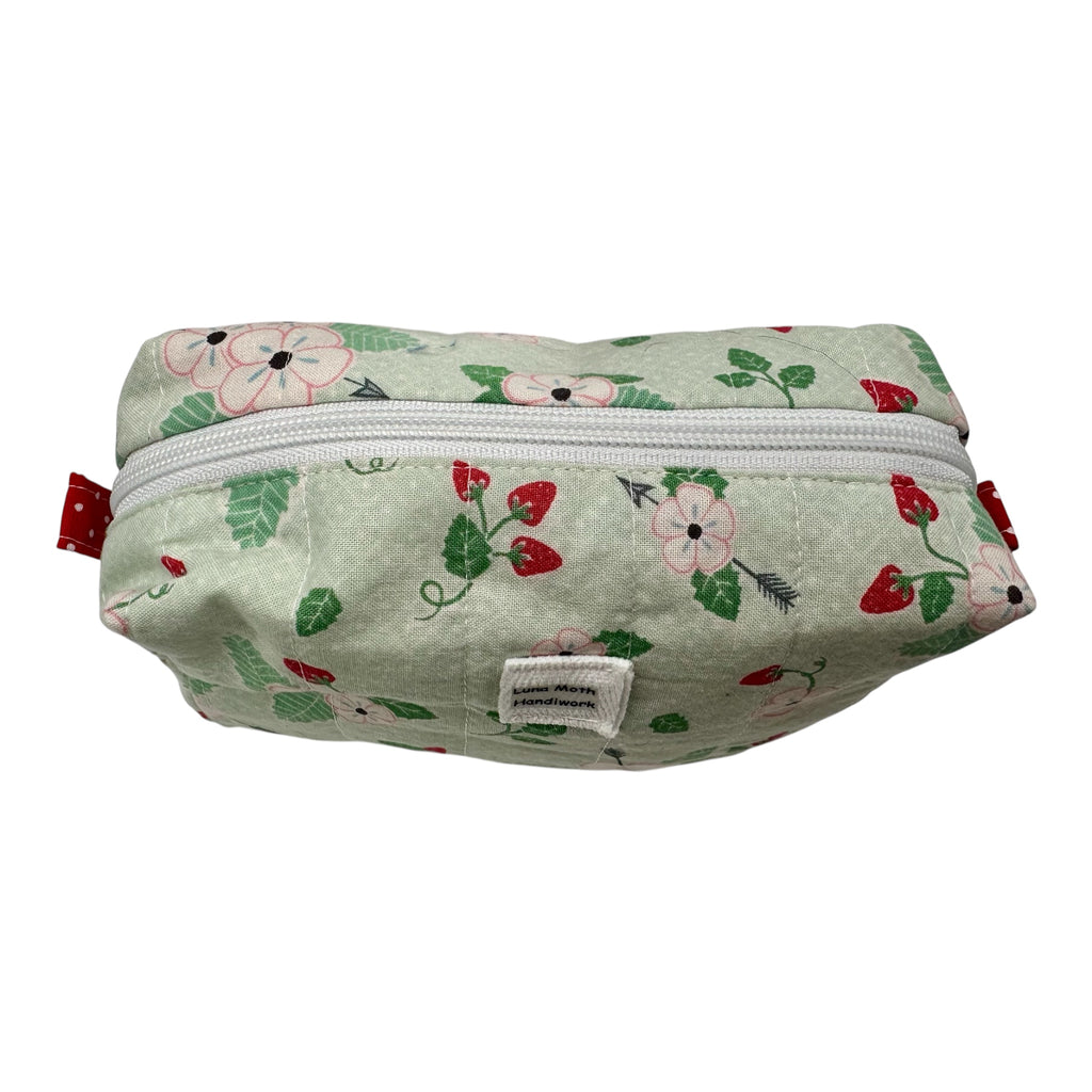 Medium Makeup/Organizer Bag- Green Strawberry Floral
