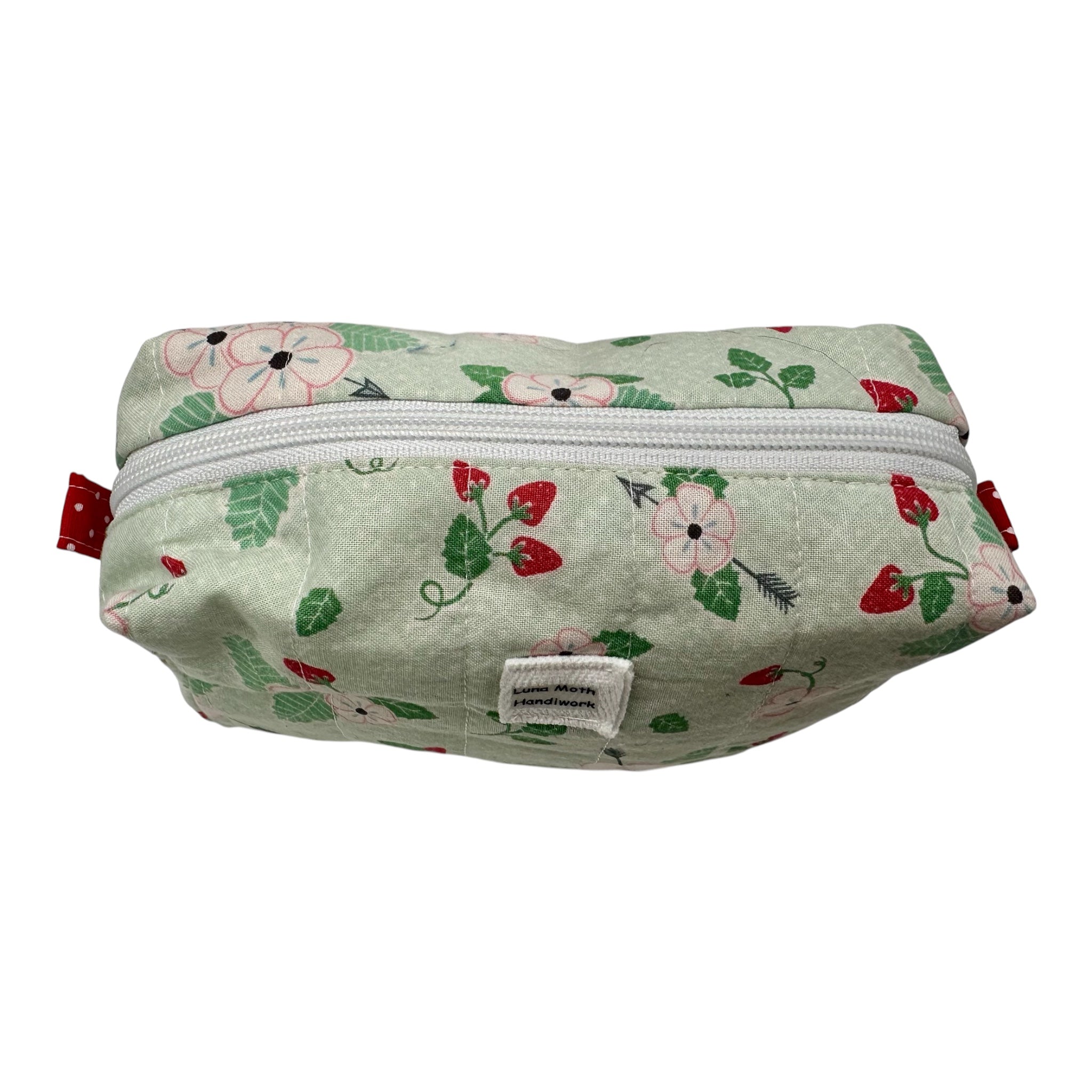 Medium Makeup/Organizer Bag- Green Strawberry Floral