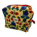 Large Make Up/ Organizer Zippered Bag - Strawberry Pansy