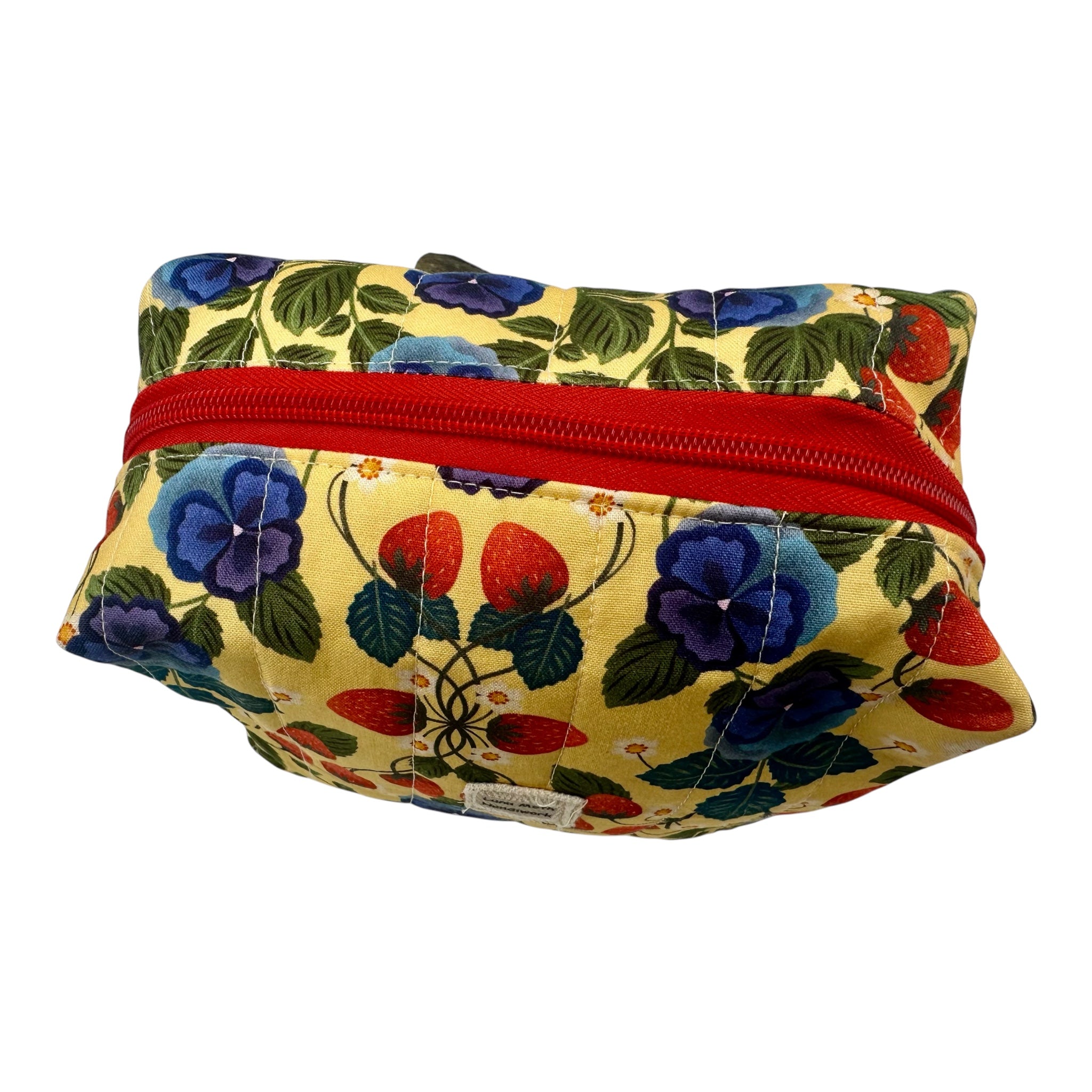 Large Make Up/ Organizer Zippered Bag - Strawberry Pansy