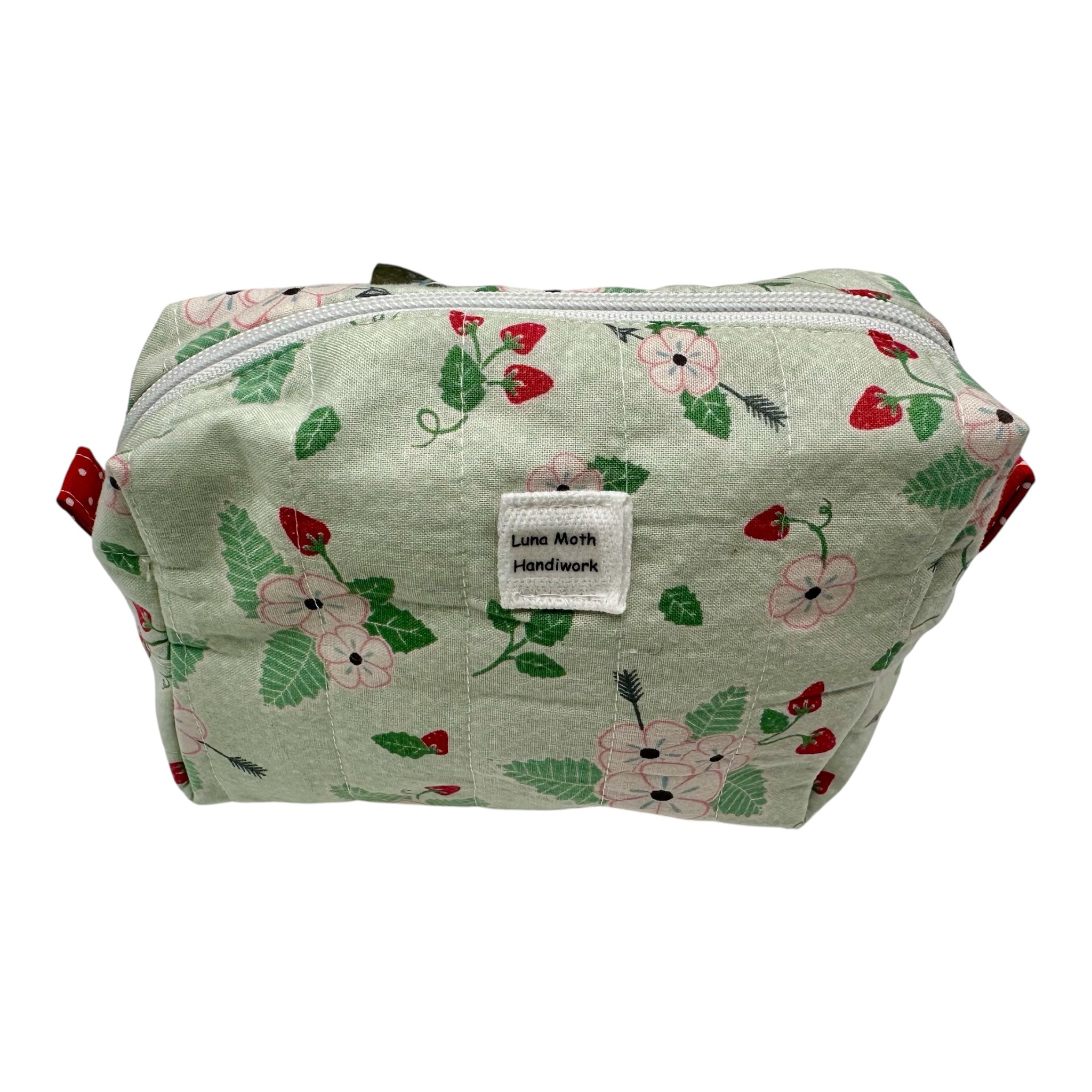 Medium Makeup/Organizer Bag- Green Strawberry Floral