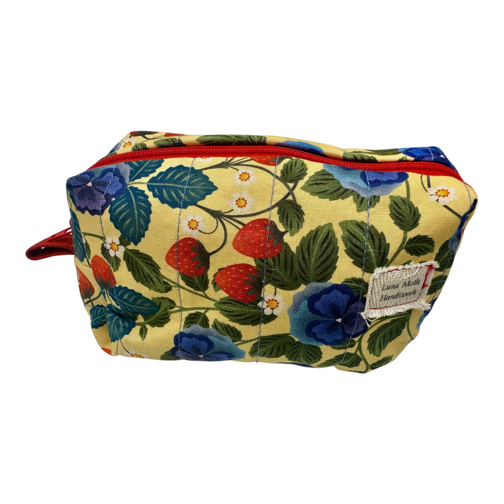 Small Makeup/ Organizer Bag- Strawberry Pansies