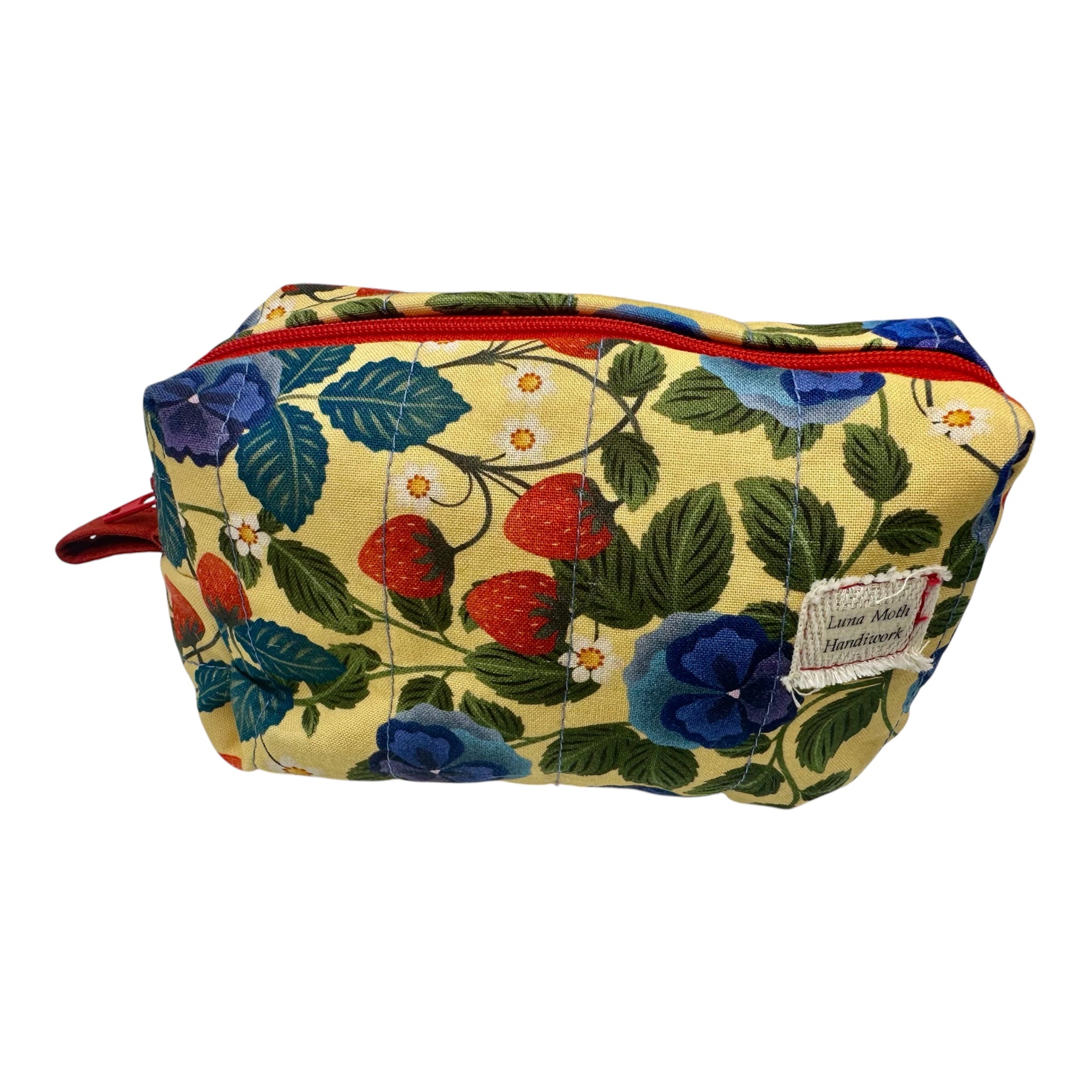Small Makeup/ Organizer Bag- Strawberry Pansies