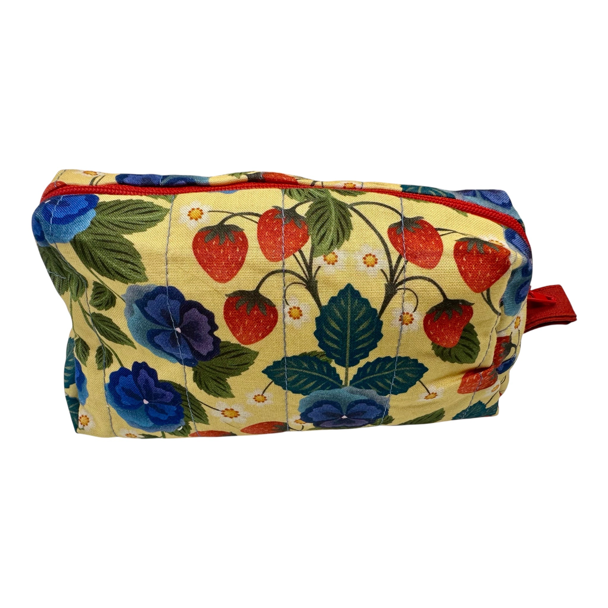 Small Makeup/ Organizer Bag- Strawberry Pansies