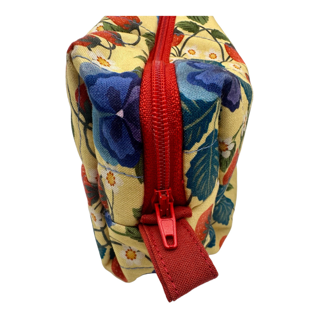 Small Makeup/ Organizer Bag- Strawberry Pansies