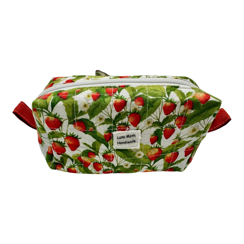 Small Makeup/Organizer Bag-Cotton Strawberries