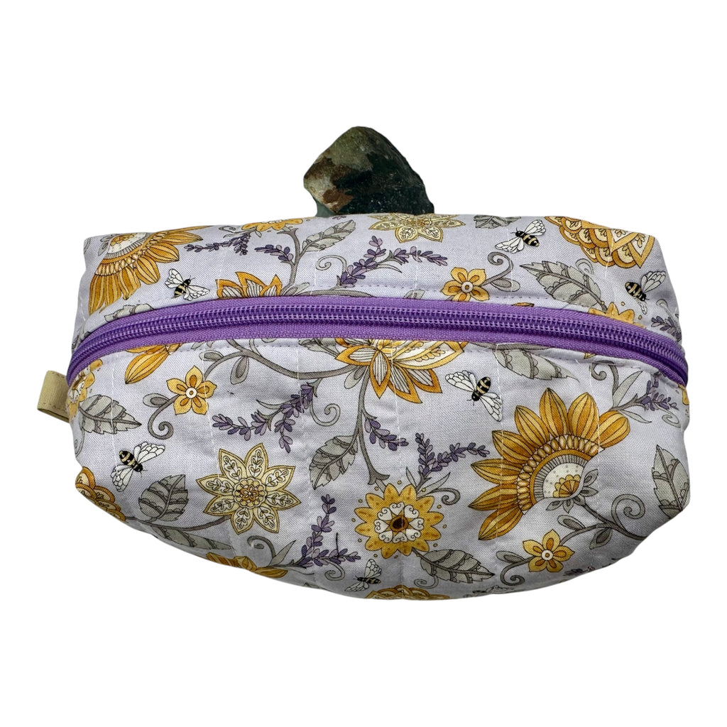 X-Large Makeup Bag/Organizer Bag-Light Purple with Yellow Flowers