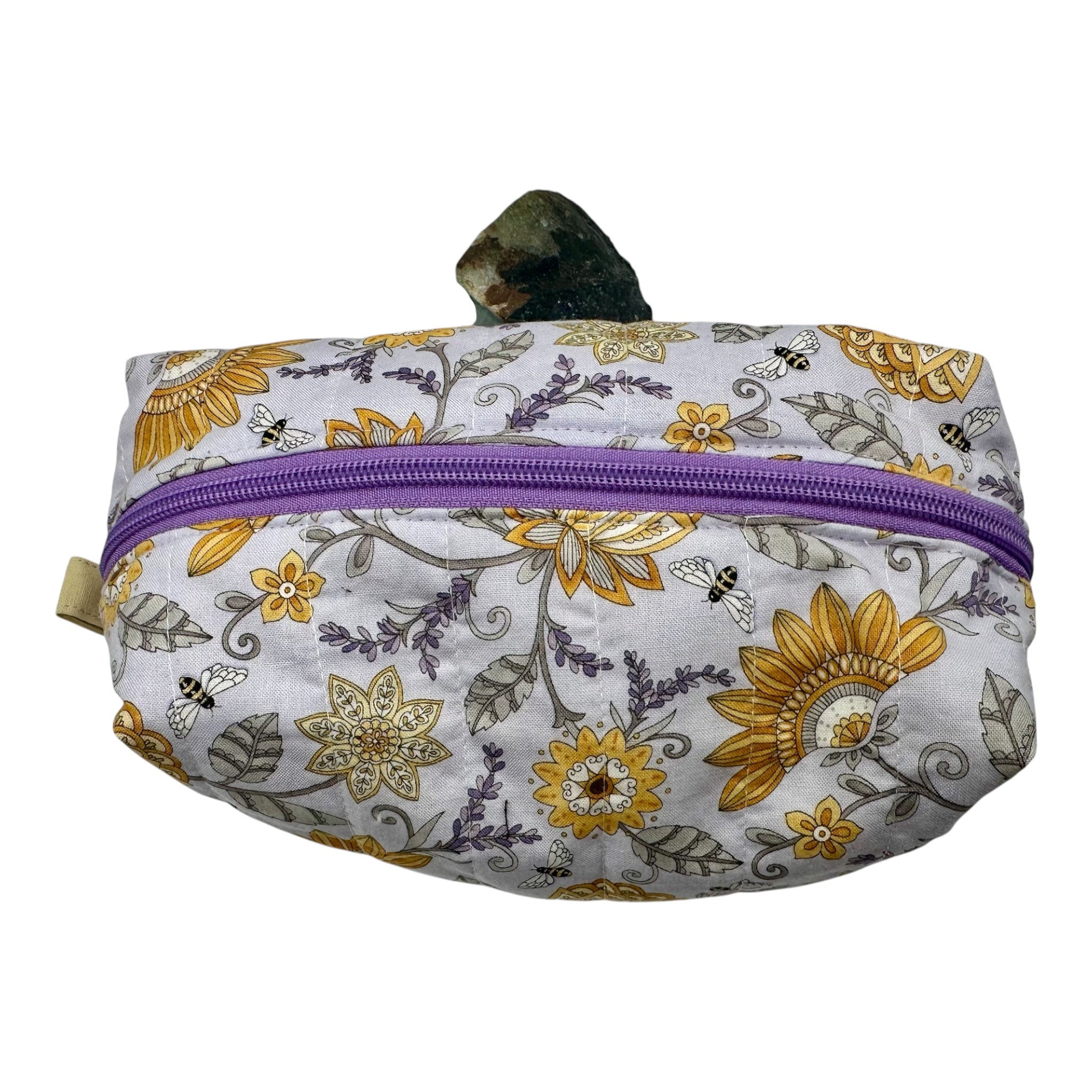 X-Large Makeup Bag/Organizer Bag-Light Purple with Yellow Flowers