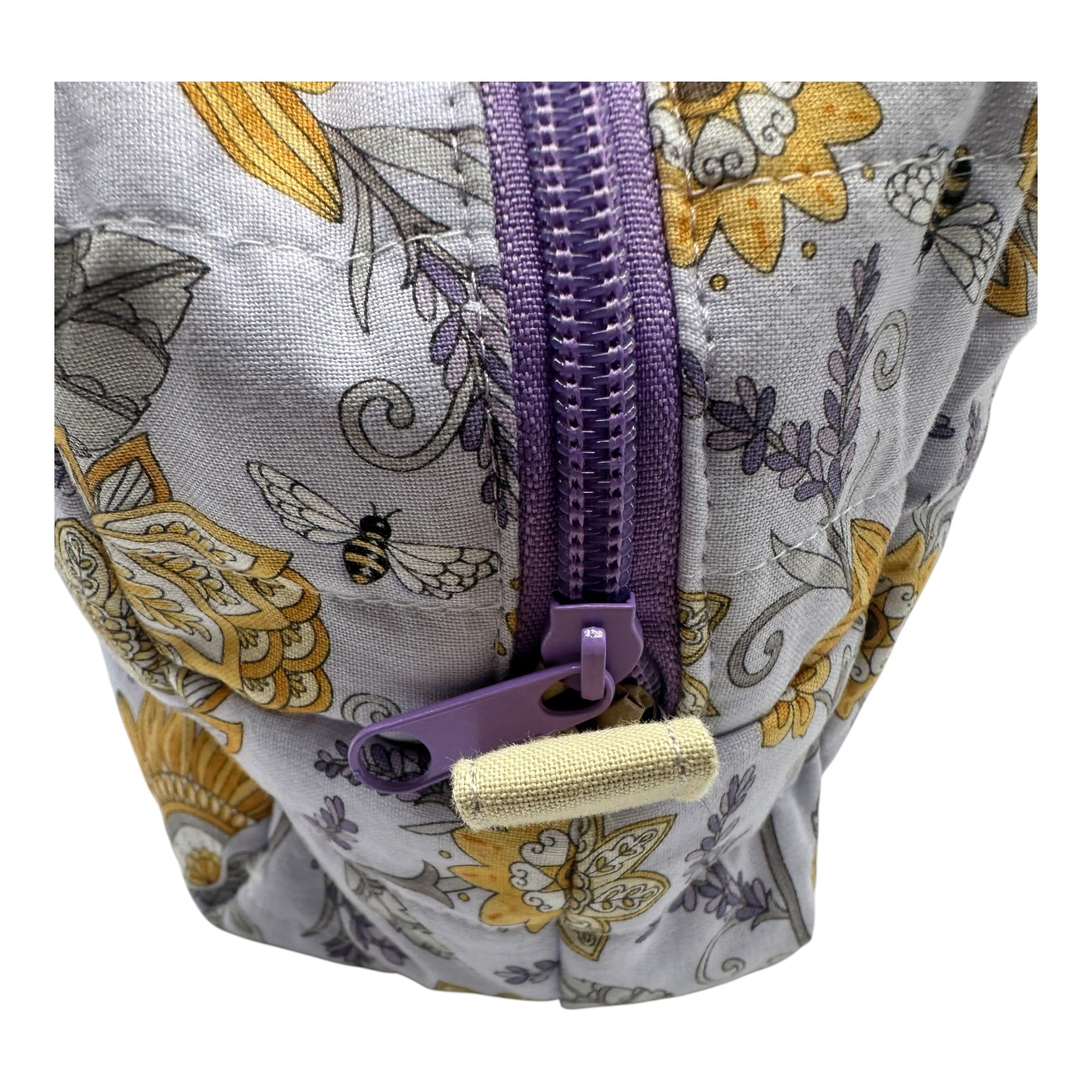 X-Large Makeup Bag/Organizer Bag-Light Purple with Yellow Flowers